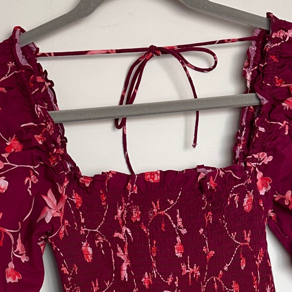 Hillhouse Burgundy Floral Nap Dress *RETIRED PATTERN AND STYLE*